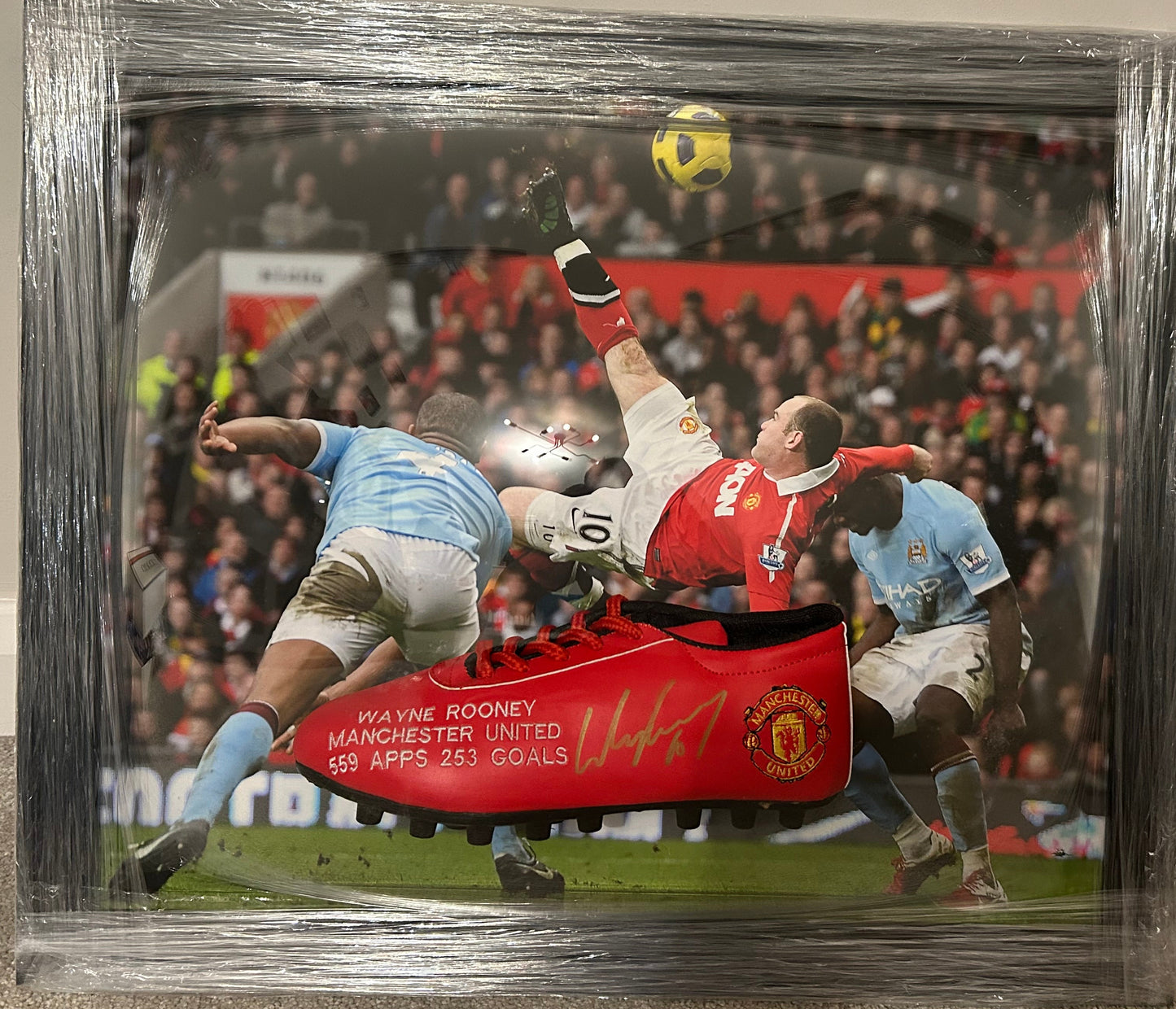 Wayne Rooney signed boot framed